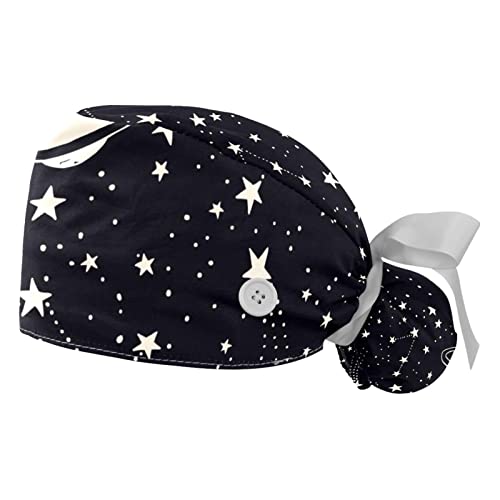 Chapeaux bouffants JDEZ : lot de 2 casquettes de travail ajustables motif espace