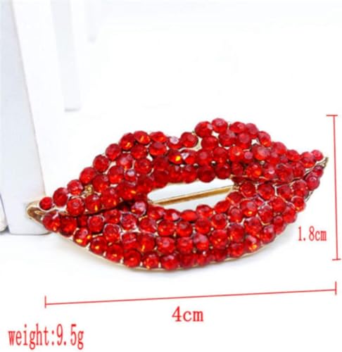 Image of 1Pc Red Small Crystal Lip Kiss Brooches Pin Women Alloy Enamel Rhinestone Collar Corsage Jewelry Valentine's Day Gifts,Brooches and Pins,Small in Size and Light in Weight,Women's Brooches and Pins