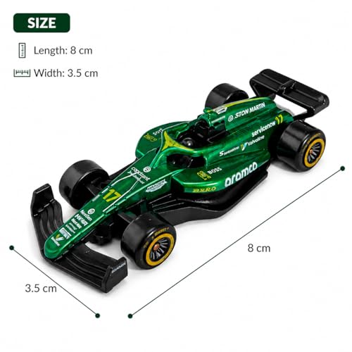 Image of 1:64 Scale Diecast Alloy Formula Racing Car Set of 6 - Metal F1 Style Mini Collectible Toy Cars with Free Rolling Wheels, Realistic Racing Models for Kids, Boys, Adults & Collectors Gift Set