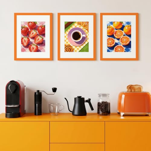 Image of upsimples 11x14 Picture Frame, Display Pictures 8x10 with Mat or 11 x 14 Without Mat, Wall Hanging Photo Frame, Orange, 1 Pack