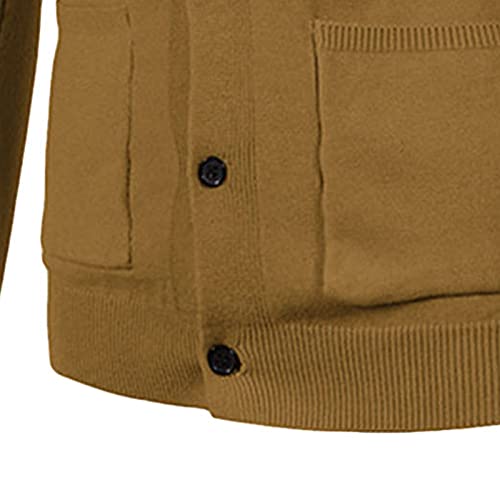 JEsilunmaMY Mens Solid Color Button Down Cardigans Casual V Neck Knit Sweaters with Pocket Lightweight Cardigan Knitwear 5