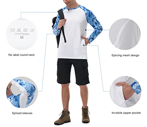 Image of FISHEAL UPF 50+ UV Sun Protection with Zip Pocket - Fishing Shirts for Men Long Sleeve Mesh Sides Performance Shirt