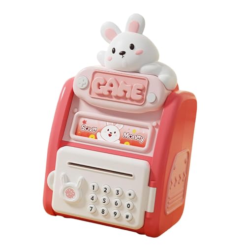 "Abbraccia" 電子貯金箱 ATM 貯金箱 紙幣自動挿入 お札 コイン 大容量貯金箱 パスワード付き セキュリティパスワードバンク ダイヤルロック式 シミュレートされた指紋 安全な銀行ボックス 英語の童謡音楽 かわいい 子供 おもちゃ 新年 誕生日