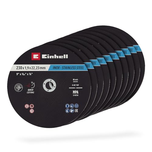 Original Einhell Trennscheiben Metall, 10-tlg., Ø 230 mm (Schnelles Trennen, Metallverarbeitung, Leichter Schnitt, MPA-zertifiziert, Markenunabhängig)