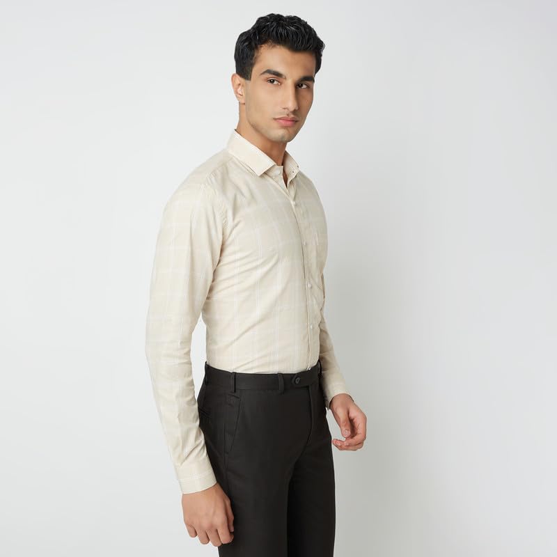 Image of MARK & ALBERT 100% Cotton Full Sleeves Regular Fit Formal Shirt for Men Blue