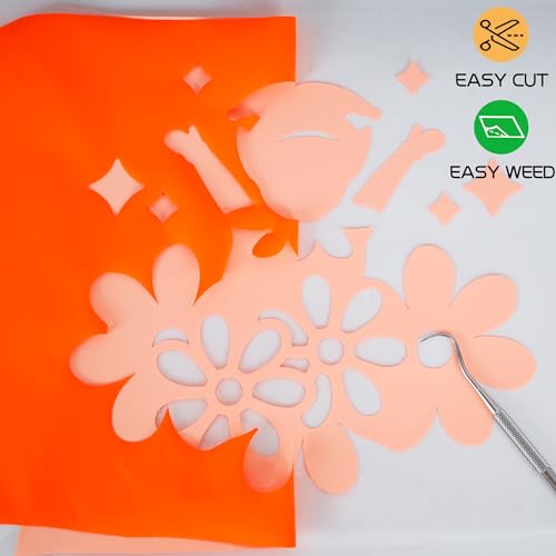 Image of RENLITONG 3D Puff HTV Matte Heat Transfer Vinyl Roll 12 inch x 7ft Iron on for Heat Press T Shirt for All Cutter Machine Heat Vinyl Design (7ft,3D Puff Orange)