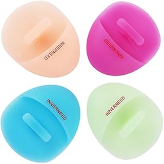 INNERNEED Super Soft Silicone Face Cleanser and Massager Brush Manual Facial Cleansing Brush Handheld Mat Scrubber For Sensitive, Delicate, Dry Skin (Pack of 4)