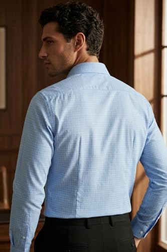 Image of Louis Philippe Men's Slim Fit Easy to Iron Everyday wear Premium Cotton Full Sleeve Textured Formal Shirt