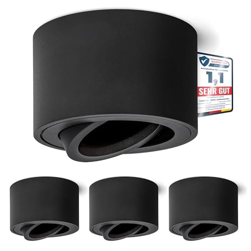 linovum 4 Stück SMOL Aufbauspot Aufbaustrahler Spot schwenkbar schwarz...