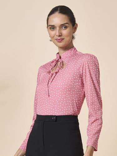 Image of Style Quotient Women Smart Printed top with Neck Tie-up Full Sleeve Shirt
