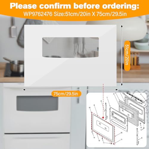 Image of UPGRADED WP9762476 Outer Oven Door Glass Compatible with Estate Whirlpool Range Door Glass Parts 29.5 inch x 20 inch Stove Outer Glass Door Panel Replacement SF385PEG SF377PEG RF386PXG SF325PEG SF315PEG