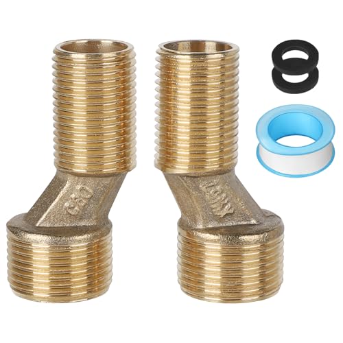 LALAGO Lot de 2 S-Raccord G1/2 à G3/4, Raccord Excentré Mitigeur Bain Douche Réglable 135-165mm, Raccord de Tuyau en Laiton Excentré, Accessoires de...