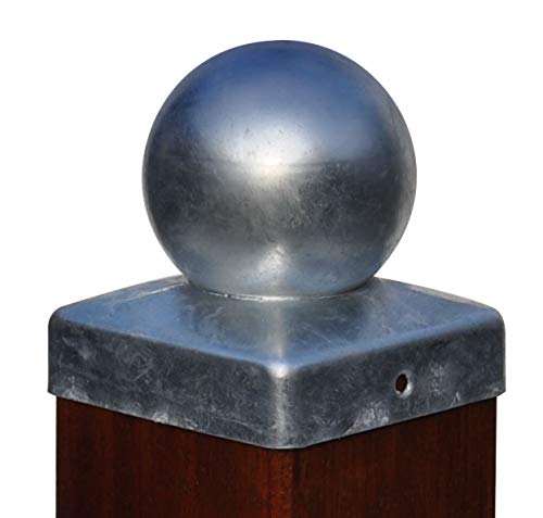 Profishop-Bremen Pfostenkappe Pfahlkappe Zierkappe Zaunkappe feuerverzinkt mit Kugel, inkl. Befestigungsschrauben (für Pfosten 10x10 cm) -SCHNELLER Versand AUS Deutschland