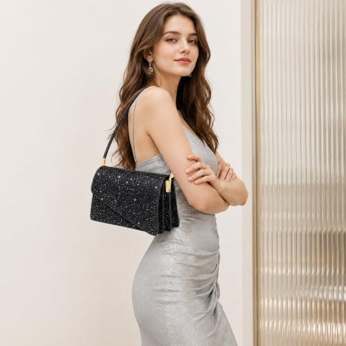 Image of Evening Bag Formal Clutch Purses for Women Lady Girl Glitter Handbags Asymmetrical Flap Shouder Bag for Wedding Party