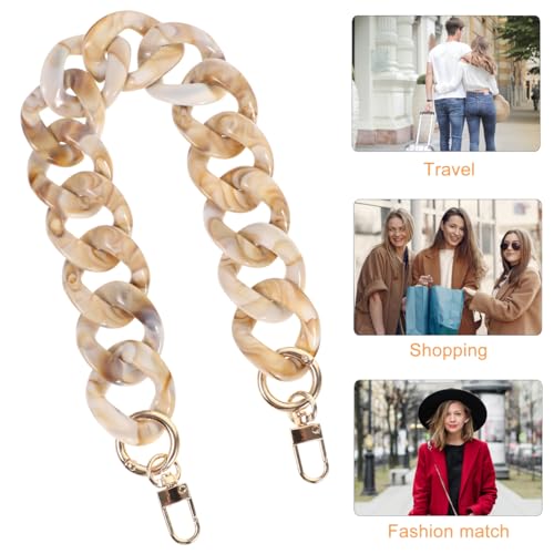 STOBOK Grobgliedrige Acryl Taschenkette als Schulterriemen für Handtaschen, Kurzer Ersatz Henkel & Taschengriff, Retro Resin Chain Strap Zubehör mit Goldenen Schnallen für DIY (40cm)
