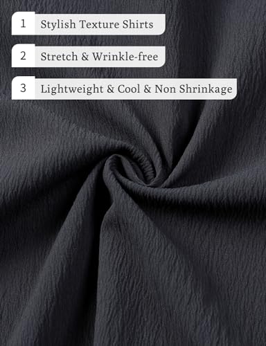 Image of JEMITOP Mens Stretch Wrinkle Free Texture Shirts