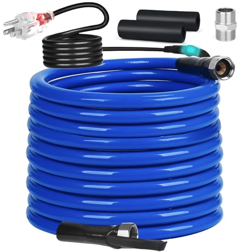Image of Heated Water Hose for RV,Heated Drinking Water Hose with Thermostat,Lead and BPA Free,1 /2 inchInner Diameter,Temperatures Down to -40F Self-Regulating,Blue Appearance (75FT)