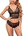 Produktbild ADOME Sexy BH und Panty Sets für Frauen Spitze Dessous Set Zweiteiliges Babydoll Dessous - Schwarz - X-Large