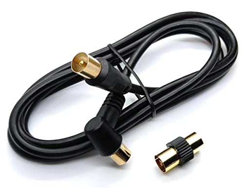 DRUT 1.5m TV RF Right Angle Male to Male Aerial Antenna Coaxial Cable With Female to Female Coupler Gold Connectors 75 ohm - Image 4