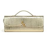 mani d'oro uncinetto edicola Durezza: MORBIDO Gyios Borsa a Mano Donna con Motivo Elegante Autunno Inverno da Completi Eleganti di Base alla Moda Ed Eleganza Notturna-d\'oro-l31,5 P4 A11 Cm