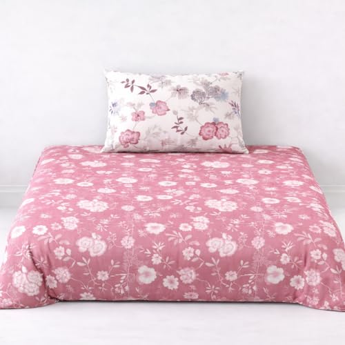 Image of DECOR2ADMIRE 300 Thread Count Premium Cotton Printed Single Bedsheet with One Pillow Covers for Home 60 Inches x 90 Inches (Blush Vine Garden, Single 60 inch x 90 inch)