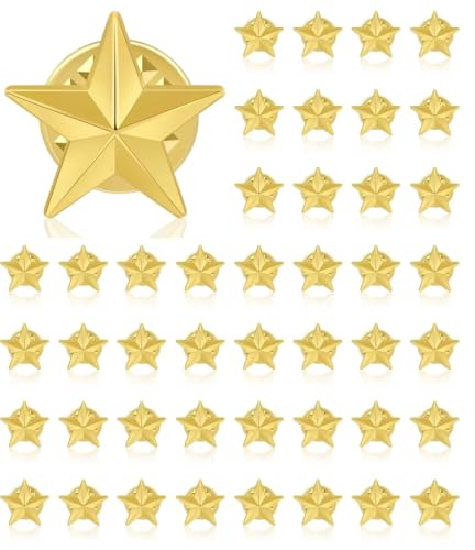 DISCAO 50/100/200/300/500 pieces small golden Star lapel pin Veterans Day Star pin Backpack Military Award pin Labor Day Fourth of July Memorial Day Star brooch costume decoration pins Clothes hats bulk