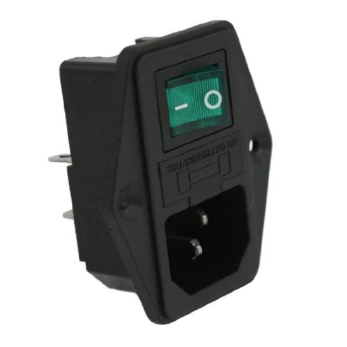 CUHAWUDBA AC 10A 250V IEC320 C14 Modulo de entrada con interruptor de balancin de lampara de neon y portafusibles