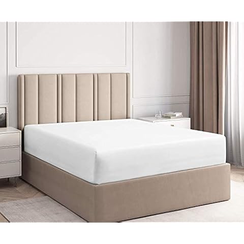 Saferay Green Premium Hotel Quality 800 Thread Count 100% Organic Cotton 1 Fitted Sheet Only, Soft Wrinkle Free Sheet Extra Deep Pockets Fits 12" to 16 Inch Mattress - Long - Staple (King, White) Cover