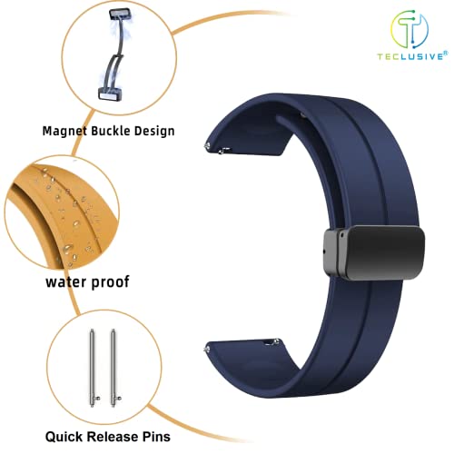 Image of T TECLUSIVE Premium Silicone Strap Band with Magnetic Lock 22mm Compatible for Galaxy Watch 3 45mm / Watch 46mm | S3 Frontier | Amazfit Stratos GTR | Fossil Gen 5 6 | Adjustable Silicon Band