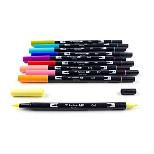 Image of Tombow 56217 Dual Brush Pen Art Markers, Retro, 10-Pack. Blendable, Brush and Fine Tip Markers