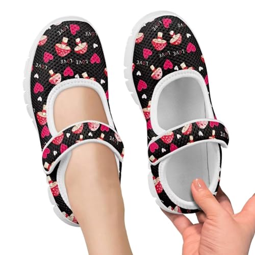 JoyLamoria Girls Mary Jane Shoes Toddler Shoes Red Mushroom Print Flat Shoes for Baby Kids Mary Janes Flats for School Uniform,Dress Party,Wedding Flower Girl3