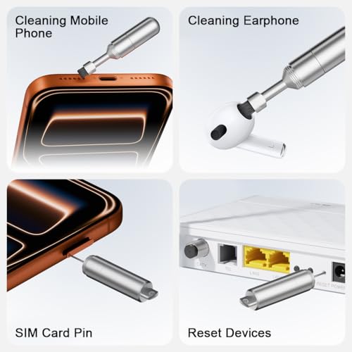 Image of ZORBES 2-in-1 SIM Ejector Pin & Cleaning Brush Tool for Smartphones, Earbud Earphone, Keychain Attachment, Dual Head Design with Cap, Portable SIM Card Removal and Dust Cleaning Tool