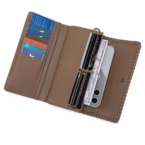 Image of Montana West X Wrangler Western Wallets for Women Trifold Wristlet Wallets Large Capacity Women Clutch Wallet with Coin Purse