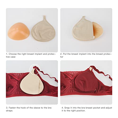 Breasts Protective Pocket Prosthetic Breasts Protector Soft Breathable Portable Bra Protective Case, Breathable Prosthesis Protective Pockets, Mastectomy Protective for Women (M)2