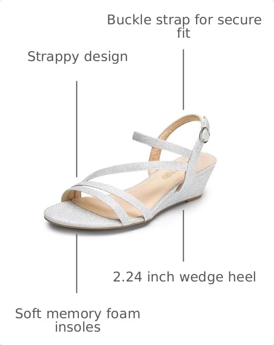 Image of DREAM PAIRS Strappy Wrapped Dressy Wedge Sandals, Comfortable Ankle Strap Open Toe Evening Dress Wedding Dance Summer Shoes