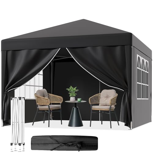 Flamaker Pavillon 3x3x2.6 Wasserdicht Faltpavillon Stall mit 4 Seitenteilen Gartenpavillon UV-gesch&uuml;tzt Einfache Installation (3x3m mit 4 Seitenteilen, Grau)