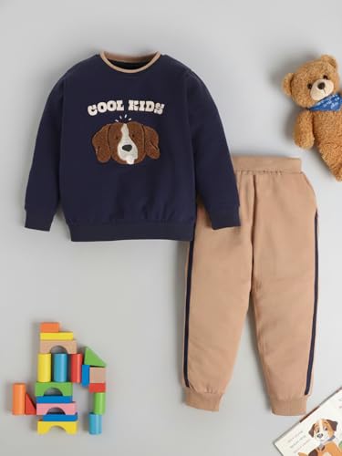 Image of POLKA TOTS 100% Cotton Full Sleeve Co-Ord Joggers for Kids | Winter Wear for Kids, Toddler & New born | Cozy Sweatshirt & Joggers, Baby Dress for Boys & Girls | Warm Clothes from 6 Months to 8 Years