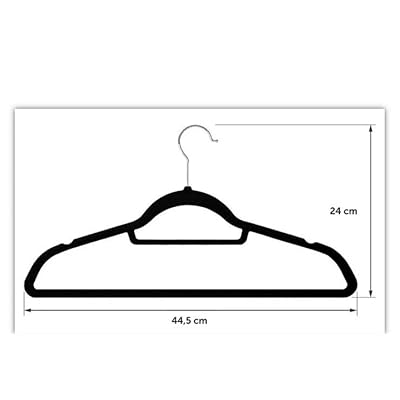 Tento Home Pack of 50 Black Velvet Non-Slip Suit Hangers Including Tie Holder 360° Silver Rotation