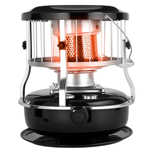 Indoor Kerosene Heater 9000 BTU, Kerosene Heaters for Indoor Use, Non Electric Portable Kerosenes Radiant Heater Stove for Home, Garage, Basement, Camping, Hunting, Cooking (Black)