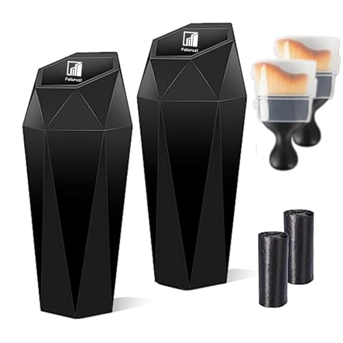 Faluruzi Gifts for Driver,Car Trash Can with Lid-2 Pack, Leakproof Garbage Can with 2 Attached Trash Bags,Car Interior Detailing Brush-2 Pack,Mini Essential Car Accessories for Interior