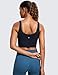 CRZ YOGA Butterluxe Womens V Neck Longline Sports Bra - U Back Padded Crop Workout Tank Tops with Built in Pads Twilight Blue Medium