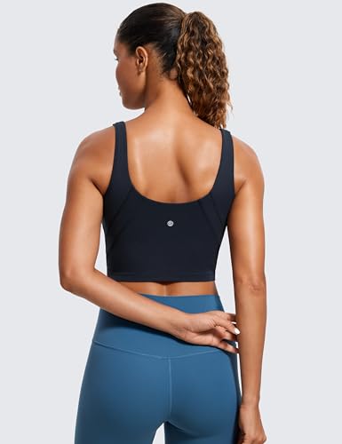 Image of CRZ YOGA Womens Sports Bras V Neck Padded Cropped Tank Top Wireless Yoga Bra