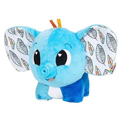 Lamaze Puffaboo Elephant Baby Toy - Soft Squeaky Elephant Toy with Crinkly Ears - Interactive Baby Toys for Sensory Play - Baby Sensory Toys Ages 3 Months and Up Cover