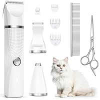 Bautrium Leise Schermaschine Katze Set,Profi Haarschneidemaschine für Katzen Hunde Verfilztes Fell Pfotenhaare mit Pflegeschere & Kamm,USB-C-Aufladung
