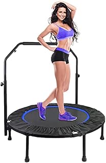 Veluoess 40" Fitness Trampoline,Folding Rebounder Trampoline with Adjustable Foam Handlebar and Safety Pad,Best Exercise Fitness Equipment,Indoor and Outdoor Exercise Activity,Max Load 150kg