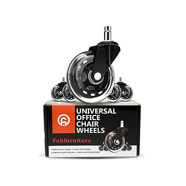 FOH Bürostuhl-Rollen aus Gummi, strapazierfähige Rollen und sichere Passform für alle Böden, 7,6 cm Universal-Rad zum…