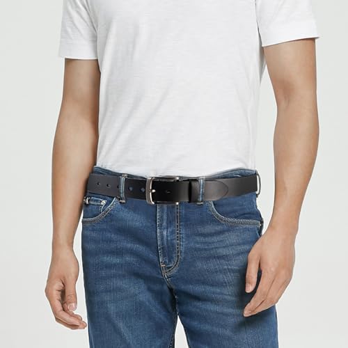 Men's Heavy Duty Work Belt, Handmade Casual Belt for Jeans, Durable Genuine Leather Belts2
