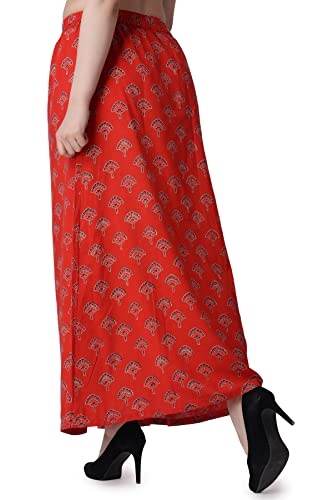 Image of POPWINGS Casual Ethnic Bagru Print Long Slit Skirts for Women || Cotton Long Slit Skirt for Women || Stylish Women Long Skirt for Summer