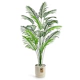 Der Rose 44'' Artificial Palm Tree Large Fake Tropical Faux Plants Indoor and Outdoor Tall for Home Bathroom Porch Outside Patio Decor (Light Beige Pot)