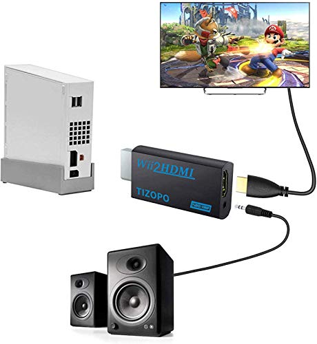 Wii to HDMI Converter,Wii to HDMI Adapter,Output Video Audio Wii to HDMI 1080P&3,5mm Audio Jack&HDMI Output Compatible with Wii, Wii U, HDTV, Supports All Wii Display Modes 720P,NTSC